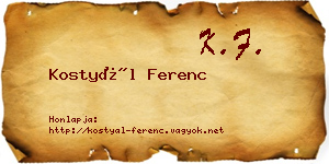 Kostyál Ferenc névjegykártya